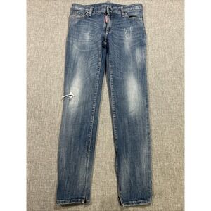 Dsquared2 Womens Twiggy Jeans 28"x28" Skinny Crop Distressed 38 Stretch Denim